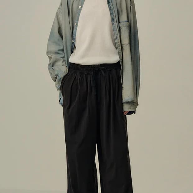 [1]안셀름 25ss 드레이프 이지컷 와이드 팬츠 블랙