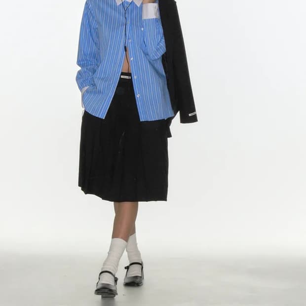 크랭크 프릴 플리츠 미디스커트 s