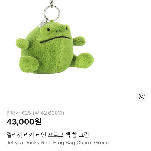 젤리캣 개구리 키링 리키 레인 프로그 백 참 그린 jellycat