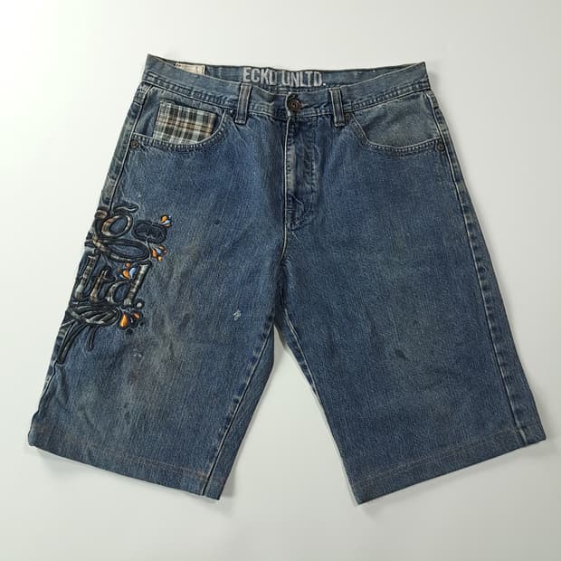 CK390 35 에코언리미티드 00s 인디고 데님 하프팬츠 반바지