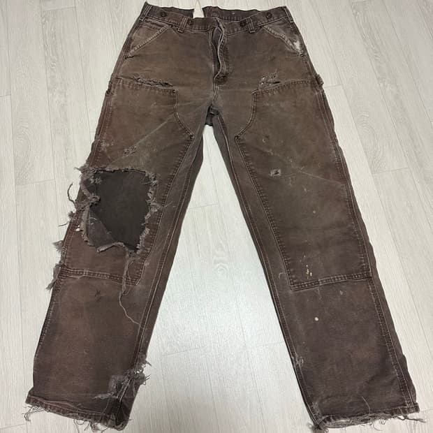 빈티지 칼하트 브라운 더블니 36x32