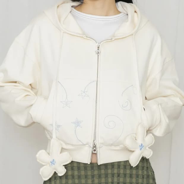 루나키후 스테리 나잇 크롭 후드집업