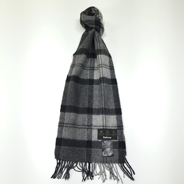 MX631 바버 00s 울캐시미어 타탄체크 그레이 머플러 목도리