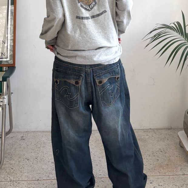 90s’빈티지 자수 힙합팬츠