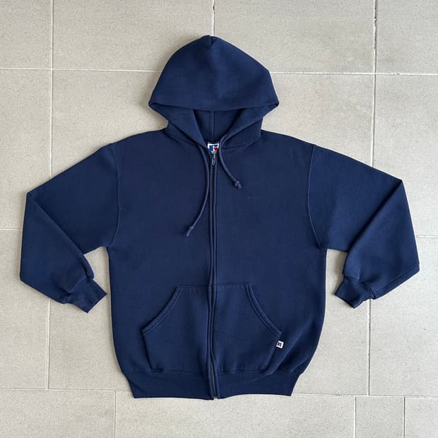 90s 빈티지 러셀 후드집업 네이비 L USA