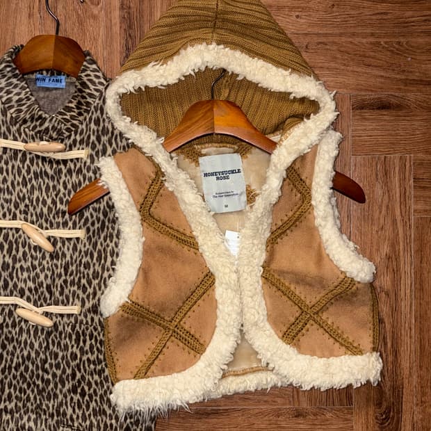 일본빈티지 퍼 후드 베스트