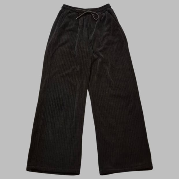 30~32인치 블랙 허리밴딩 코듀로이 와이드팬츠 