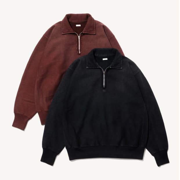 [4] A.PRESSE 아프레쎄 25AW 빈티지 하프 집 스웻셔츠