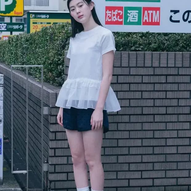 오헤시오 도트 프릴 레이어드 슬리브리스