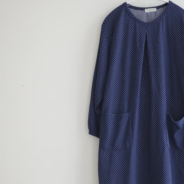 MAKE SOMETHING 네이비 도트 패턴 원피스