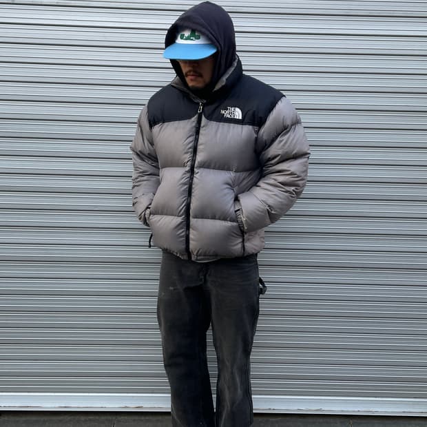 90-00s TNF Center Logo Nuptse Silver