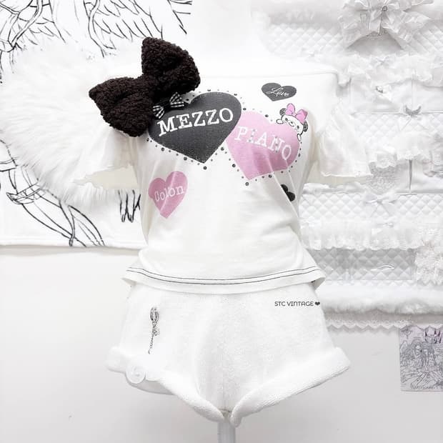 메조피아노 히메갸루 리본 크롭반팔