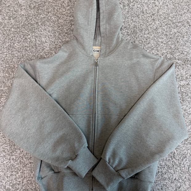 쿠어 미니멀 코튼 후드집업