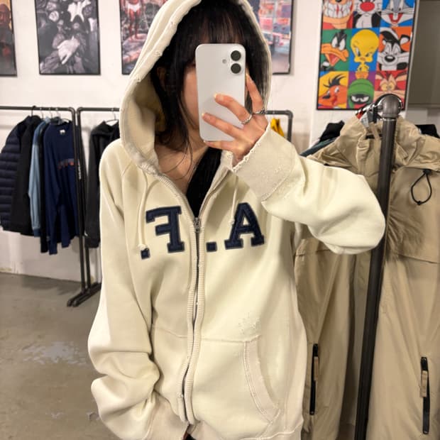 아베크롬비 크림 후드집업 