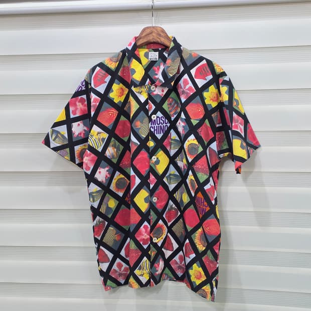 빈티지 모스키노 하와이안 반팔셔츠- L