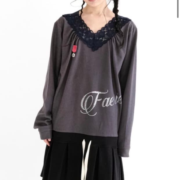 샵페어리 lace V neck pleats dress (black)