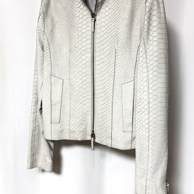 아르마니 2way 파이톤 카우하이드 스티치 라이더자켓
