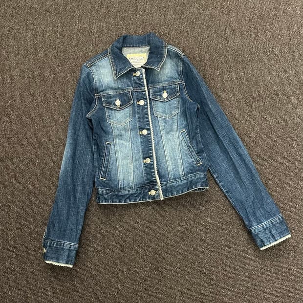 M)CECIL McBEE 빈티지 여성 레이스 디테일 데님자켓