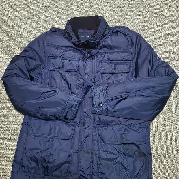 타미힐피거 네이비 남성 포켓 패딩 점퍼 100