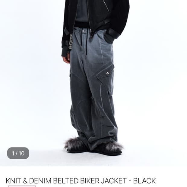 rssc 니트&데님 믹스 바이커 자켓
