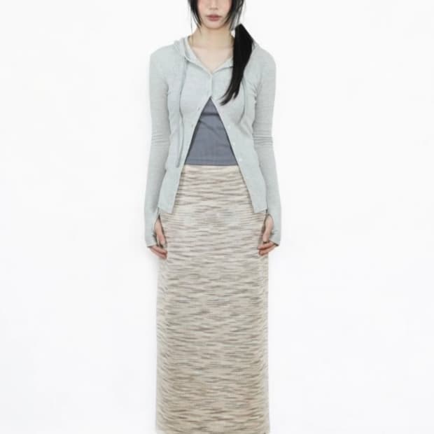 어스지구 SLIM KNIT LONG SKIRT_MIX