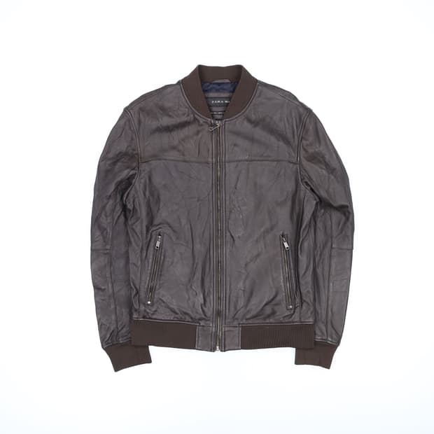 US L 자라 맨 싱글 양가죽 블루종 자켓 4167
