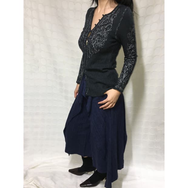 Kenzo 실버 스레드 위빙 디테일 니트 가디건