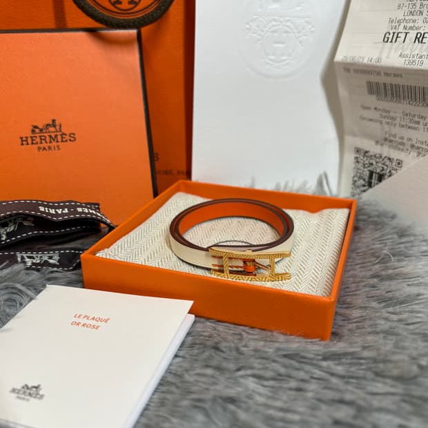 *새상품* 에르메스 비하피 더블투어 팔찌 화이트골드