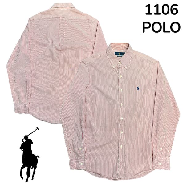 폴로 레드 스트라이프 클래식핏 셔츠 S