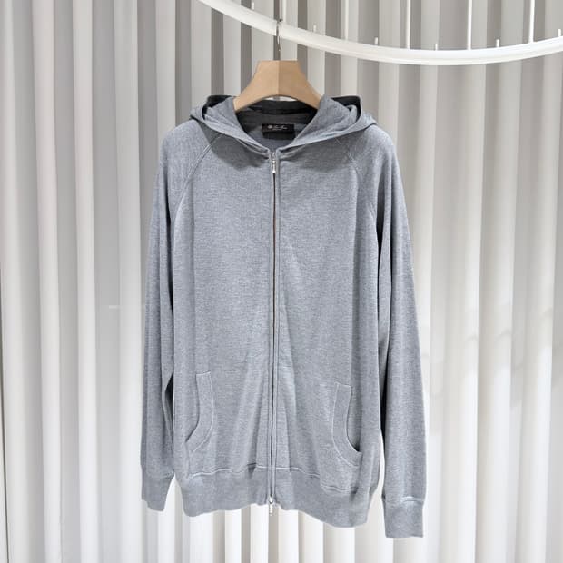 XXL / 로로피아나 캐시미어 실크 그레이 후드집업