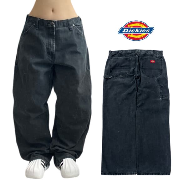 디키즈 OG 카펜터 덕캔버스 페이딩 와이드 워크팬츠 블랙