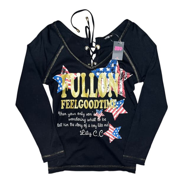 아일렛 글리터프린팅 긴팔티 y2k갸루펑크