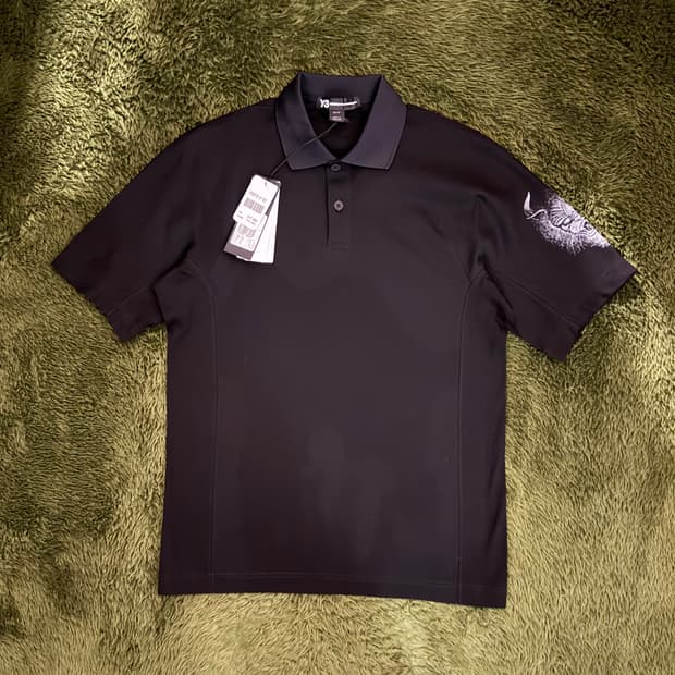 Y-3 요지 야마모토 뉴질랜드 올블랙스 폴로 티셔츠 블랙