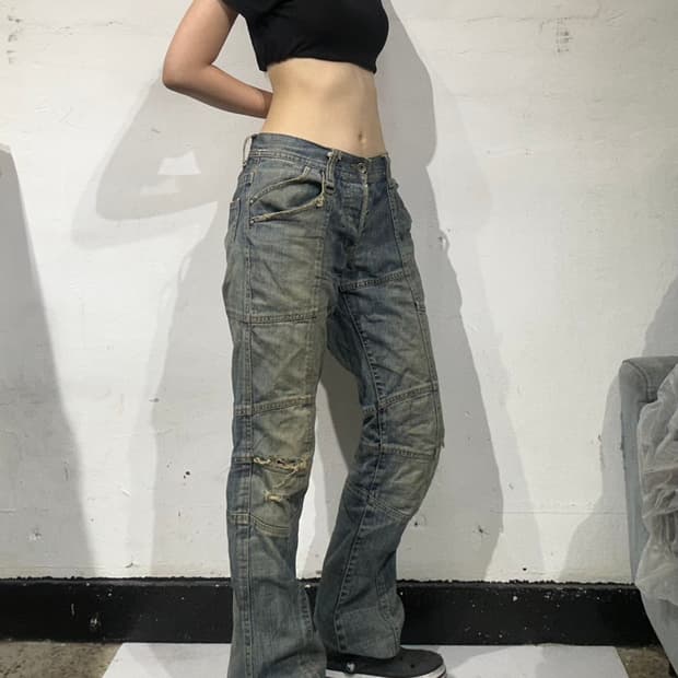 일본 중청 대장급 디테일 와이드 팬츠