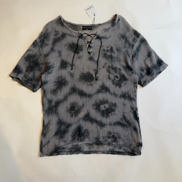 TIE DYE MESH LACE-UP TOP