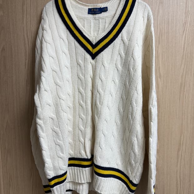 폴로 랄프로렌 크리켓 브이넥 케이블 니트 L