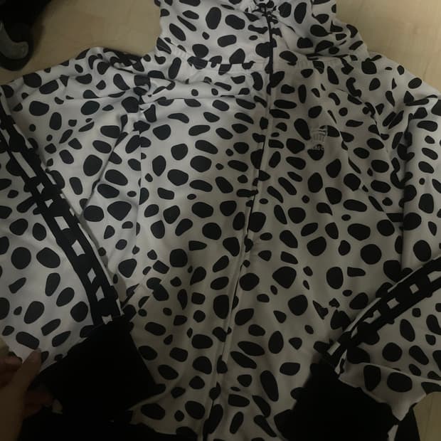 하이넥 땡땡이 후드집업