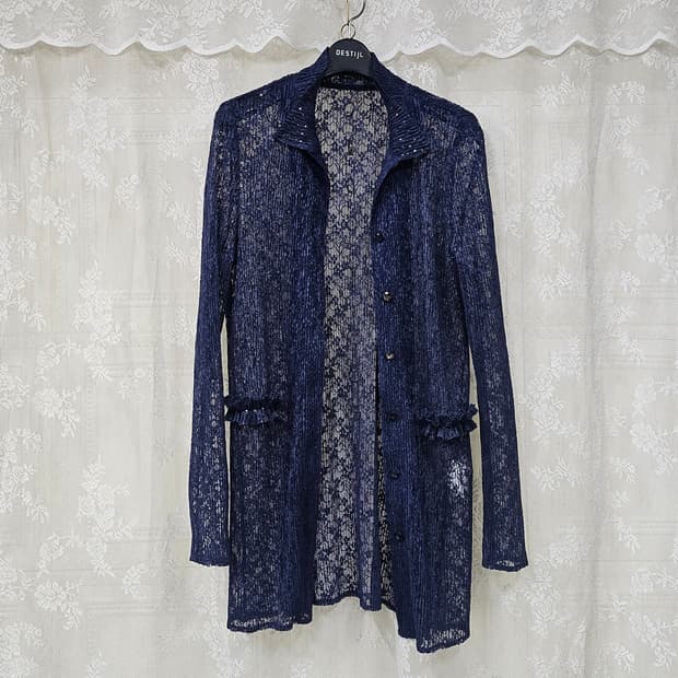 최복호 레이스 주름 가디건 