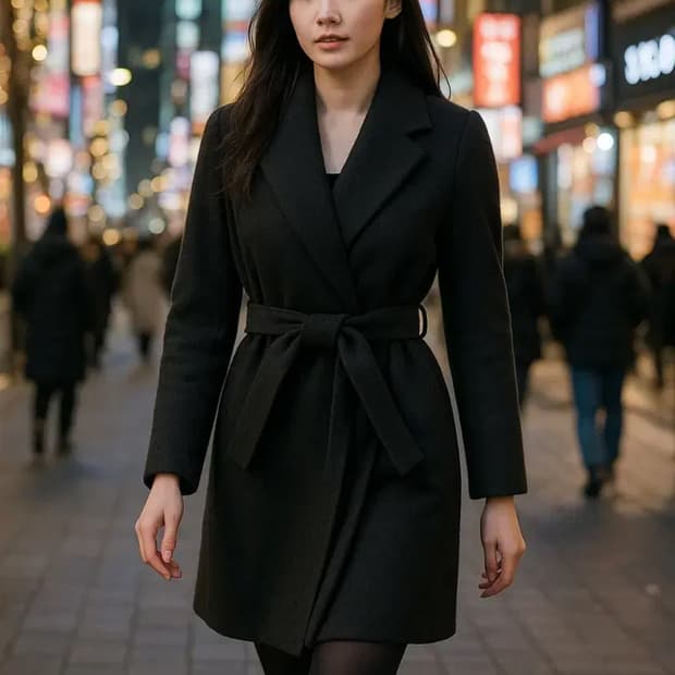 DECO 알파카 울 혼방 벨티드 숄카라 코트