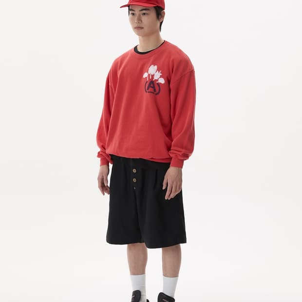 (XL) 와일드동키 아노니모아노니마 A 로고 스웻셔츠 맨투맨 레드