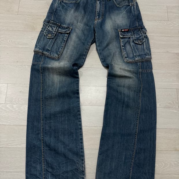 FUBU 워시드 데님 카고팬츠 