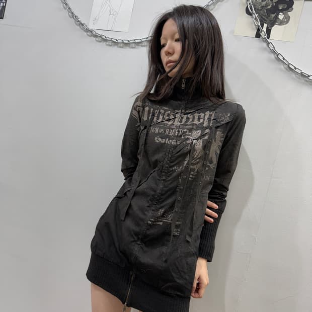 셀비지 투웨이 집업 벨티드 원피스