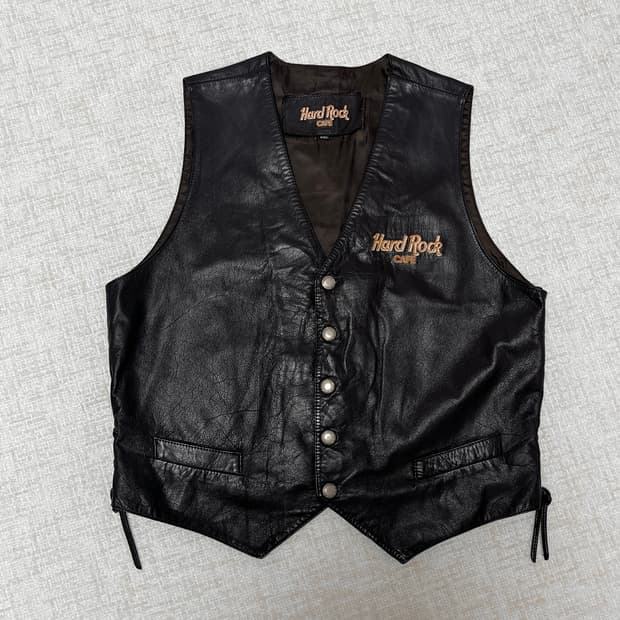 Hard Rock Cafe 가죽 조끼 하드락카페