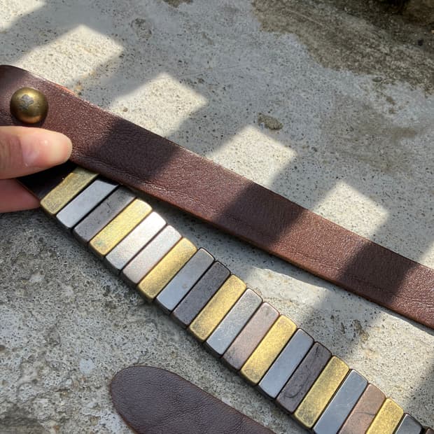 EVISU 음각 엔틱 버클 레더 벨트