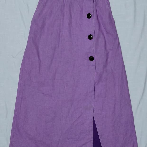 [Ray BEAMS] 린넨 혼방 버튼 랩 스커트 (라벤더/사이즈 0)