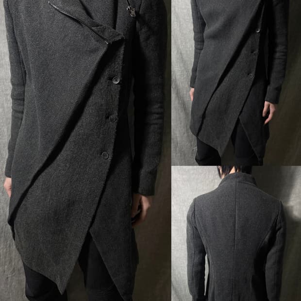 Masnada Asymmetric Zip Wool Coat