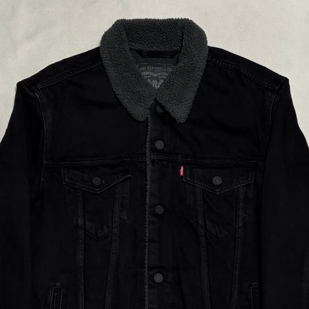 L 리바이스 쉐르파 블랙 데님 트러커 자켓