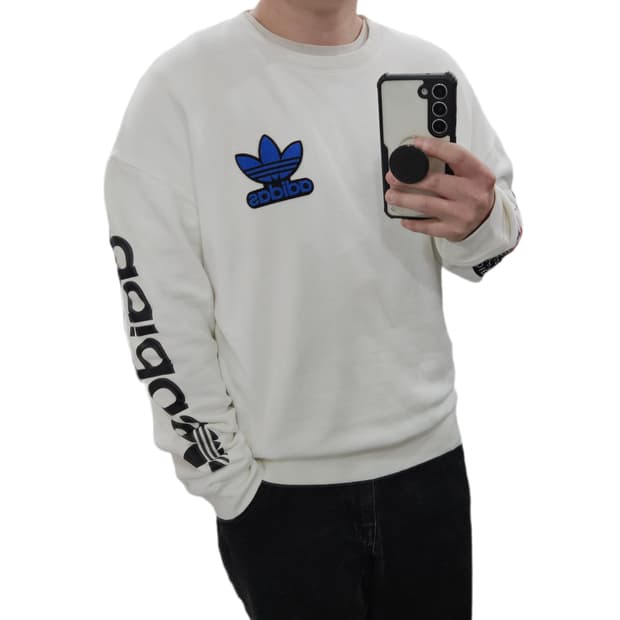 105 아디다스 파이어버드 트레포일 멀티컬러 화이트 맨투맨