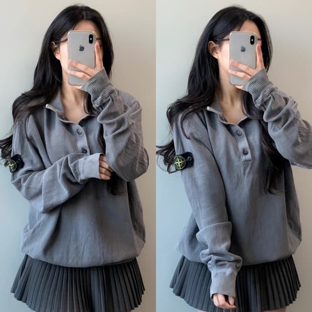 스톤아일랜드 반집업 니트