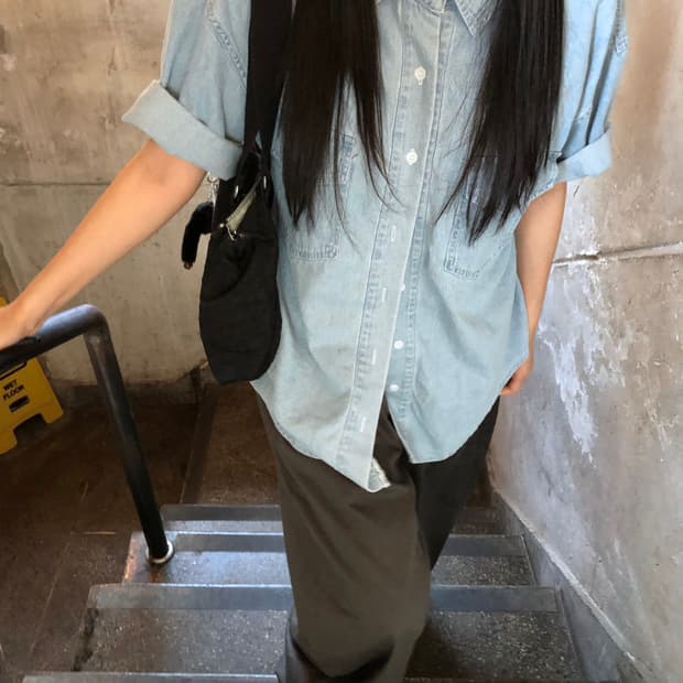 아워프 / 포티 데님 반팔 셔츠 남방